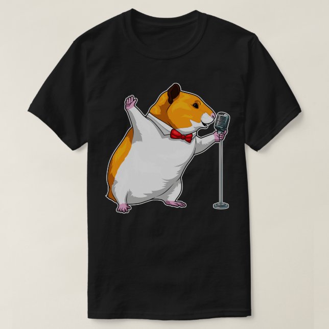 Camiseta Música de micrófono de cantante de hámster 1 (Diseño del anverso)