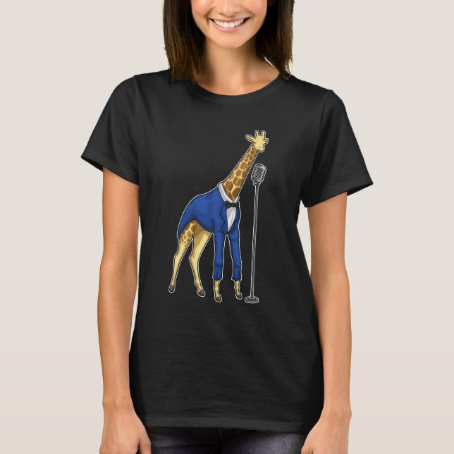 Camiseta Música de micrófono de cantante de jirafa (Anverso)