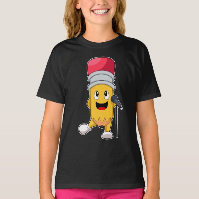 Camiseta Música de micrófono de cantante de lápiz (Anverso)