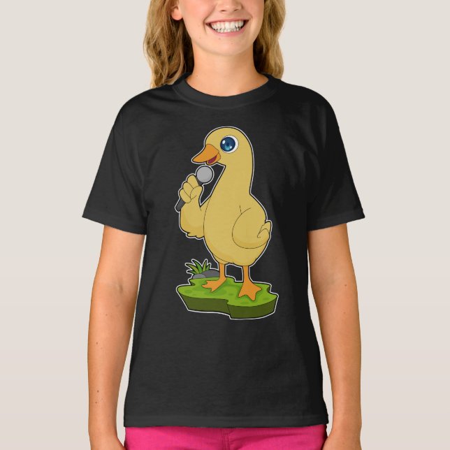Camiseta Música de micrófono de cantante de pato (Anverso)