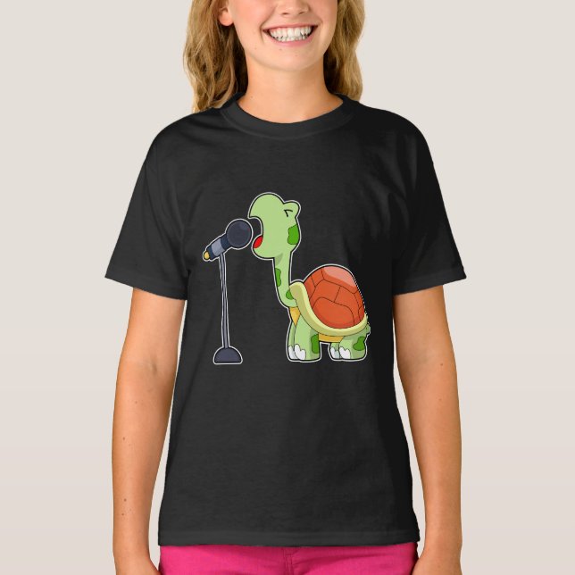 Camiseta Música de micrófono de cantante de tortuga (Anverso)