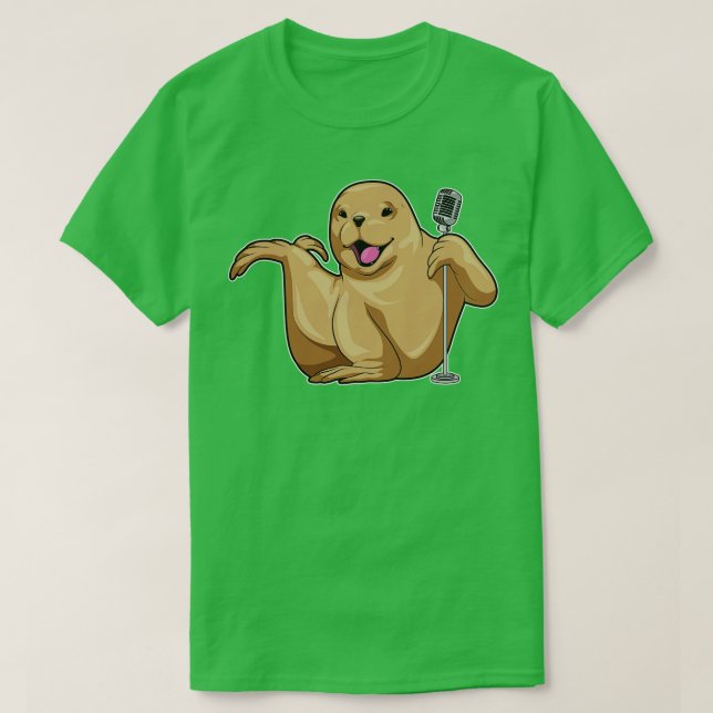 Camiseta Música de micrófono de Seal Singer (Diseño del anverso)