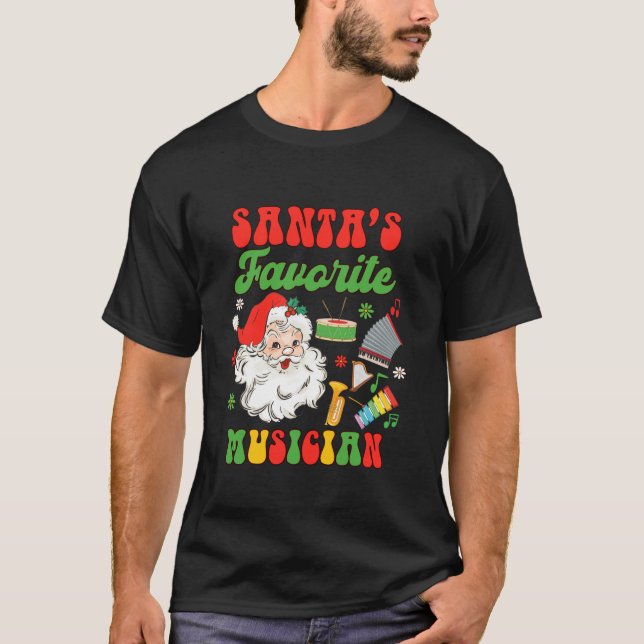 Camiseta Música de músico gusta a los Navidades de Papá Noe (Anverso)