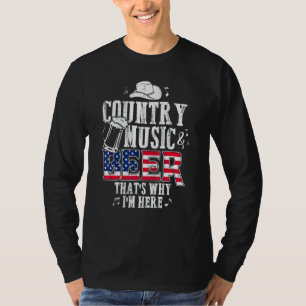 Camiseta Música De País Y Cerveza Por Eso Estoy Aquí.