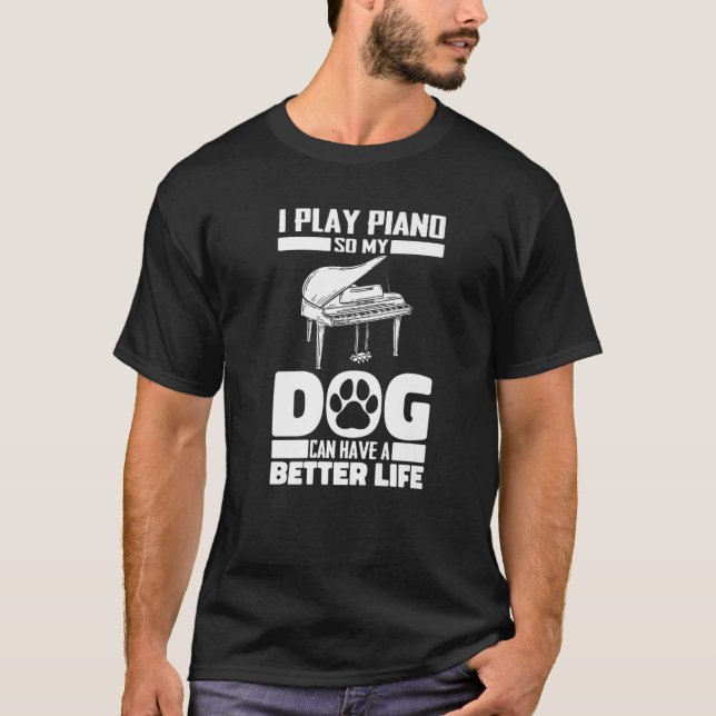 Camiseta Música de perro pianista - Piano Premium de músico (Anverso)