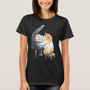 Camiseta Música de piano divertida gato hombres mujeres niñ