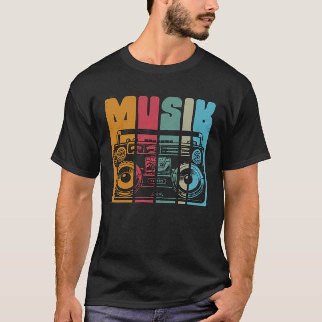 Camiseta Música de retroimpresión radio antigua y sistema e (Anverso)