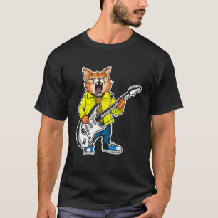 Camiseta Música de Rock de Guitarra Retro de Gato Adorable