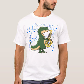 Camiseta Música de saxofón de dinosaurio T-Rex linda y dive