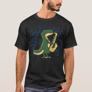 Camiseta Música de saxofón de dinosaurio T-Rex linda y dive