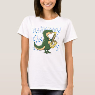 Camiseta Música de saxofón de dinosaurio T-Rex linda y dive
