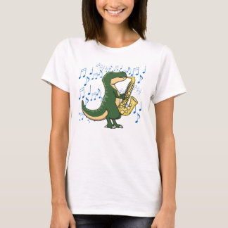 Camiseta Música de saxofón de dinosaurio T-Rex linda y dive
