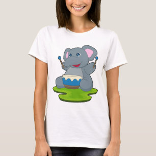 Camiseta Música de tambor de músico elefante