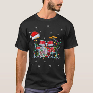 Camiseta Música de tambor Xmas Iluminación coincidente con 
