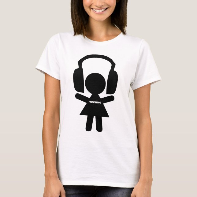 Camiseta Música de Techno de los auriculares (Anverso)