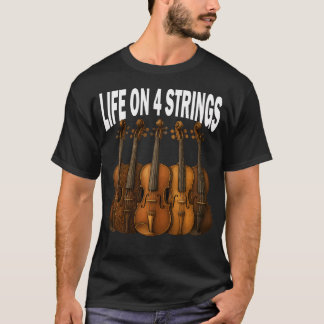 Camiseta Música de Violín Antiguo Vida en Cuatro