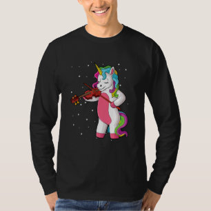 Camiseta Música de violín unicornio violín instrumento de c