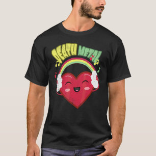 Camiseta Música Death Metal  Corazón de Arcoíris Lindo