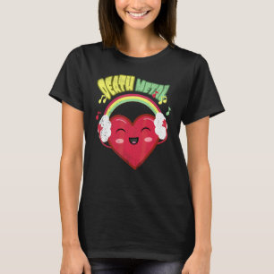Camiseta Música Death Metal Corazón de Arcoíris Lindo