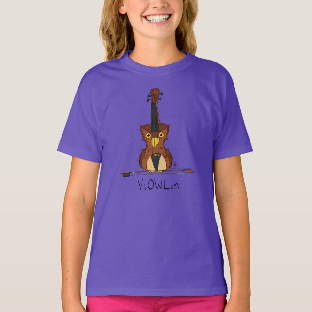 Camiseta Música divertida de un músico de búho culto de vio (Anverso)