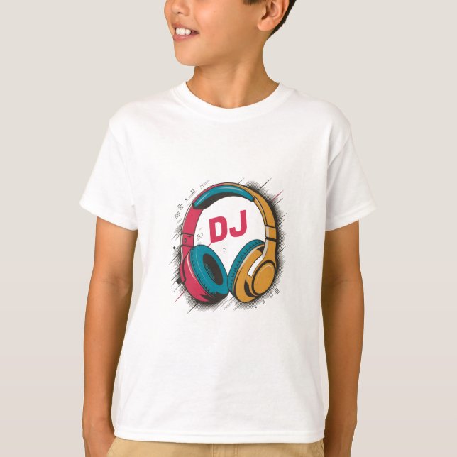 Camiseta Música DJ coloridos Auriculares blancos (Anverso)