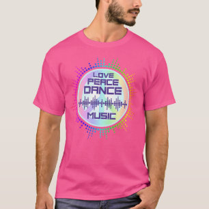 Camiseta Música electrónica de baile Edm Rave Amor Paz
