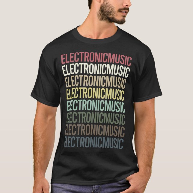 Camiseta Música electrónica de texto colorido (Anverso)