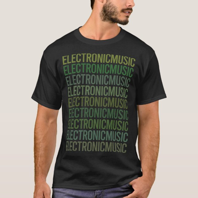 Camiseta Música electrónica de texto verde (Anverso)