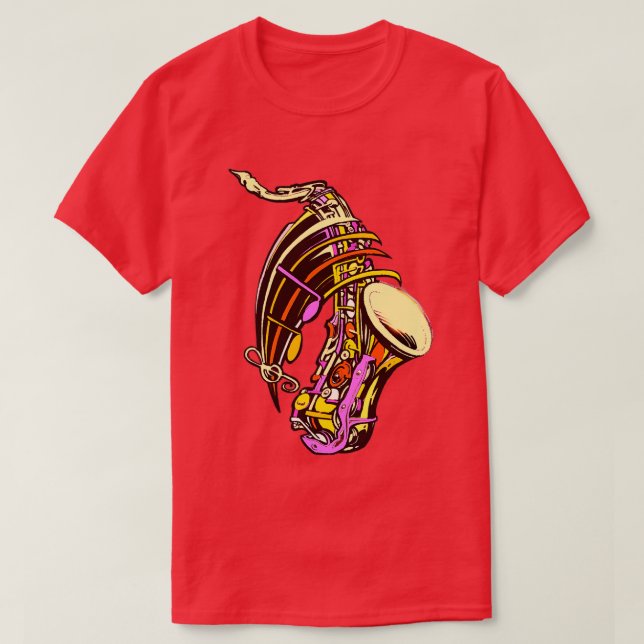 Camiseta música en color saxofón (Diseño del anverso)