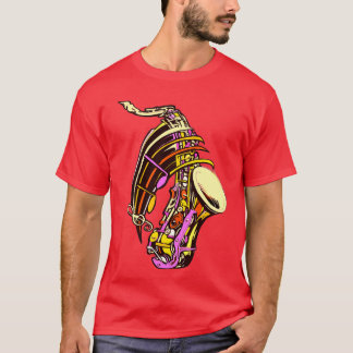 Camiseta música en color saxofón