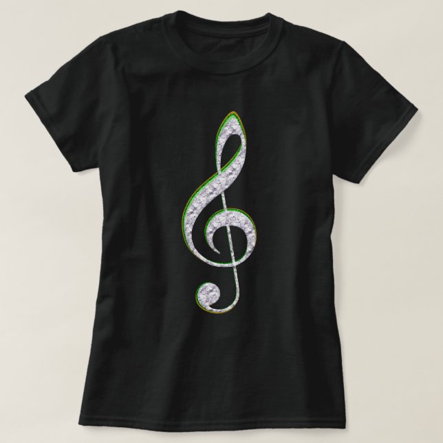 Camiseta MÚSICA Esmeralda y Diamond Treble Clef (Diseño del anverso)