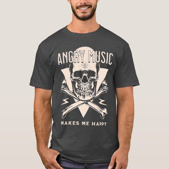 Camiseta Música furiosa me hace feliz Skelet de rock Metali (Anverso)