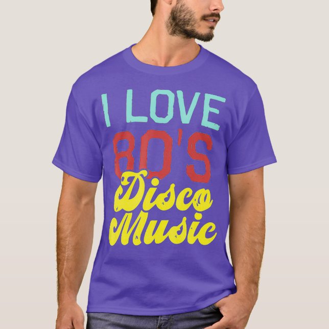 Camiseta Música Guay Retro I Love 80s Disco Music (Anverso)