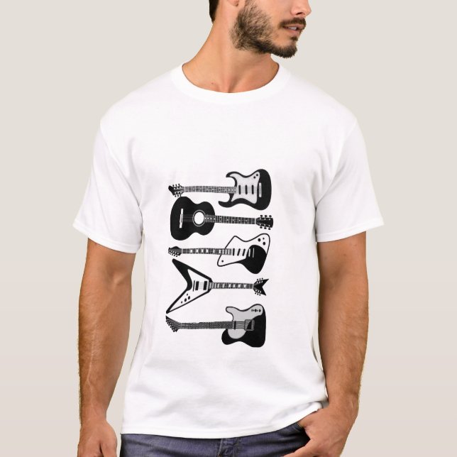 Camiseta Música Guitarra Rock Para Guitaristas, Dúo Retro (Anverso)
