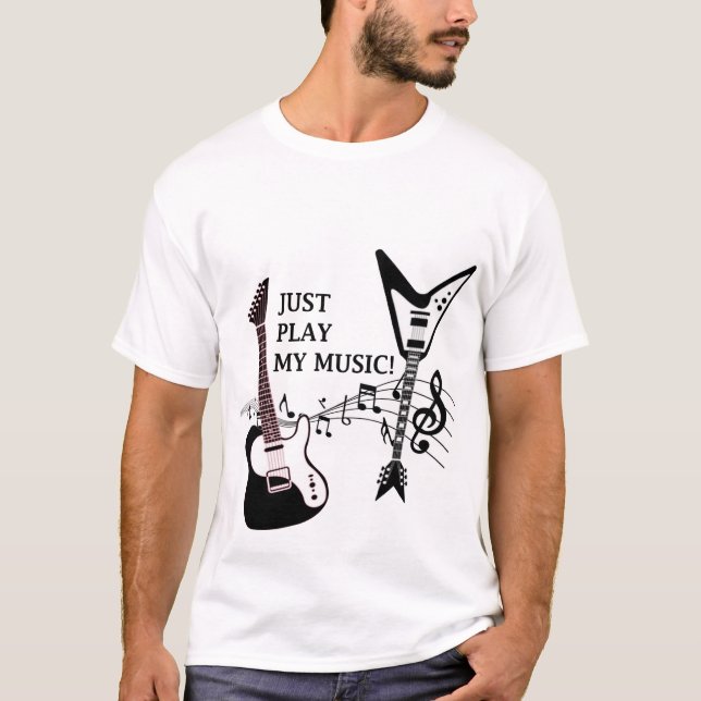Camiseta Música Guitarra Rock Para Guitaristas, Dúo Retro (Anverso)