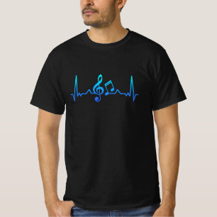 Camiseta Música Heartbeat piano y guitarra Regalo a papá