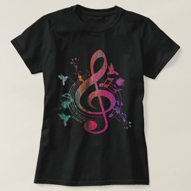 Camiseta Música Instrumento musical Aves Treble Clef (Diseño del anverso)