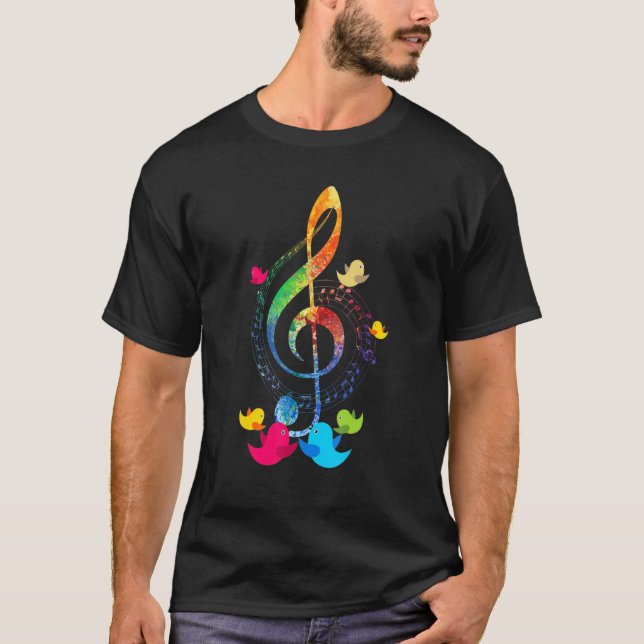 Camiseta Música Instrumento musical Aves Treble Clef (Anverso)
