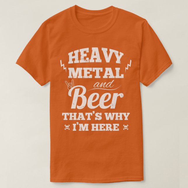 Camiseta Música metalizado y cerveza pesadas (Diseño del anverso)