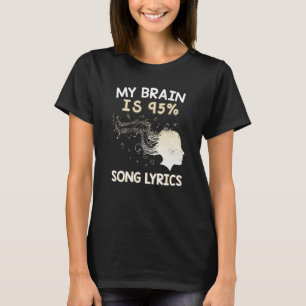 Camiseta Música mi cerebro es 95 letras de canciones y Guay