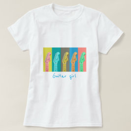 Camiseta Música moderna retro pastel chica guitarra