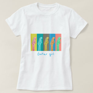Camiseta Música moderna retro pastel chica guitarra
