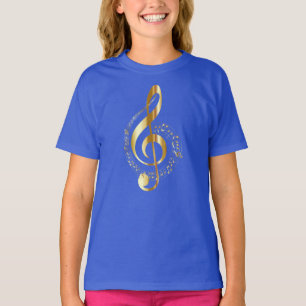 Camiseta Música, música, música, clave de sol en oro,