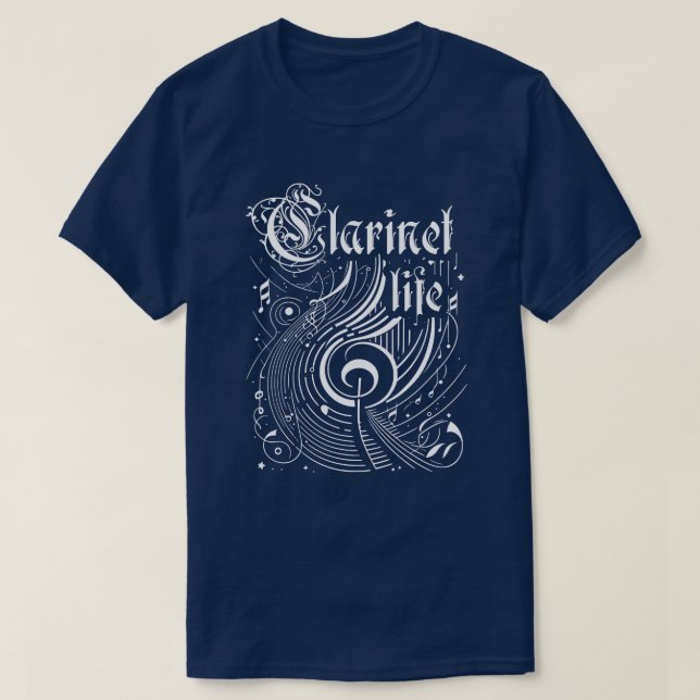 Camiseta Música ondulada Vida Clarinet (Diseño del anverso)