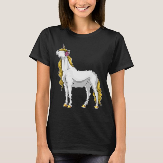 Camiseta Música para audífonos de unicornio (Anverso)