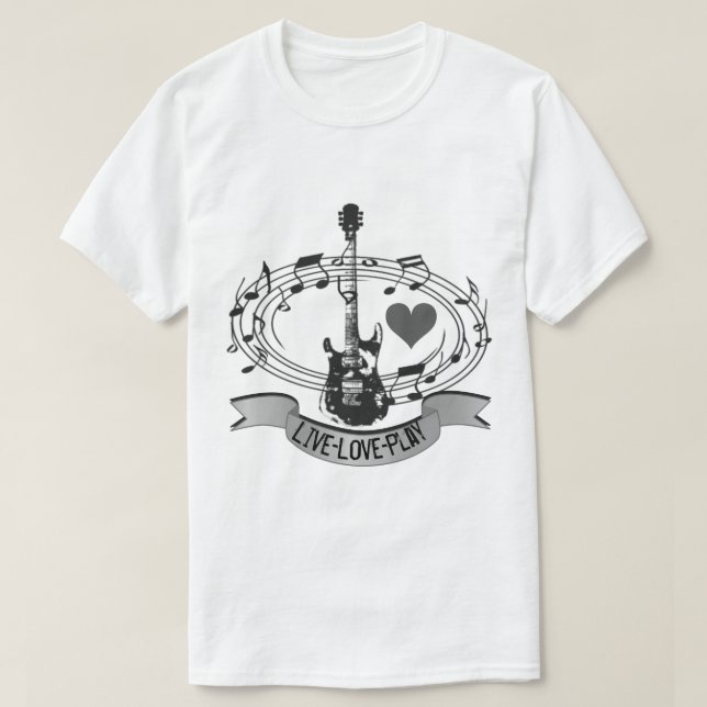Camiseta Música Personalizable Y Tema De La Guitarra (Diseño del anverso)