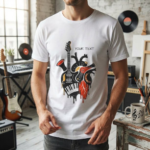 Camiseta Música personalizada Corazón Guitarra Piano Teclad