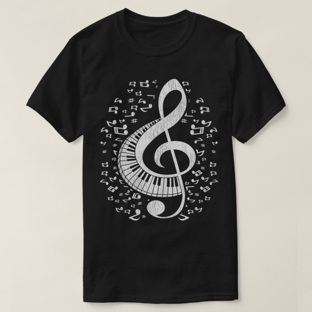 Camiseta Música pianista notas teclado Treble Clef (Diseño del anverso)