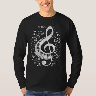 Camiseta Música pianista notas teclado Treble Clef