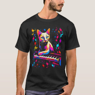 Camiseta Música Piano Gato Siamés